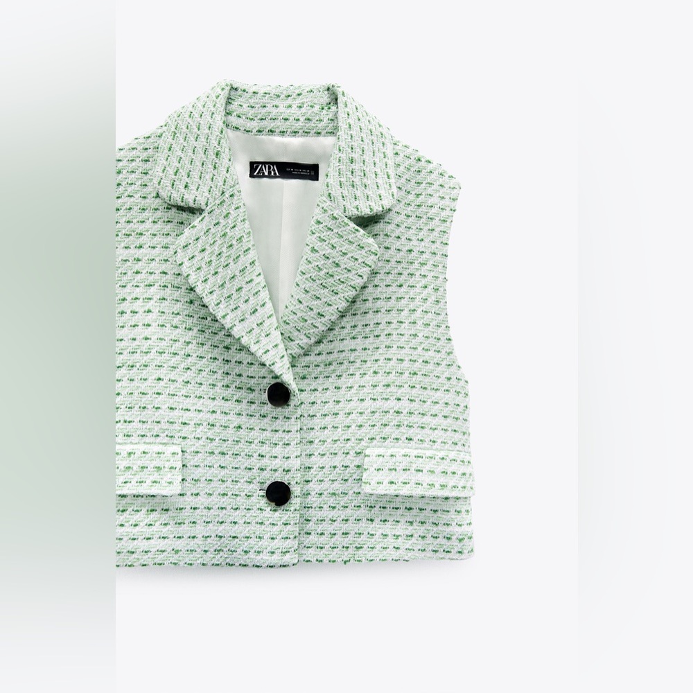 Zara Tweed Short Textured Waistcoat Vest